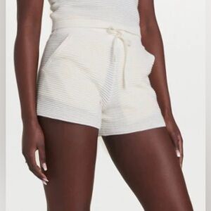 Lole Weekender Ribbed Knit Shorts, Gardenia Ivory, sz XL
